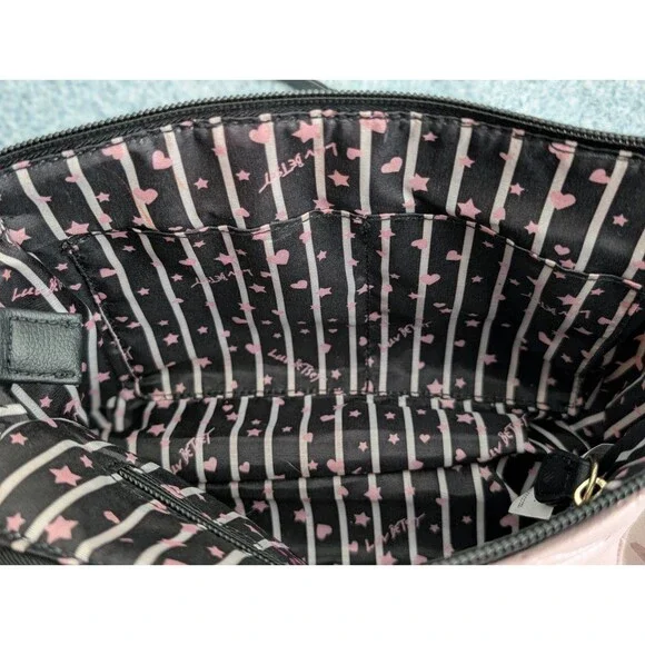Luv Betsey by Betsey Johnson Pink Chevron Heart Crossbody Bag Gold Heart Detail - Picture 8 of 9